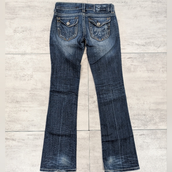 MEK Denim USA Tacoma Boot Cut Distressed Dark Wash Women's Jeans 25 x 34 - Picture 7 of 12